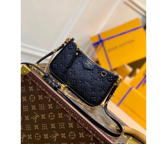 Louis Vuitton Easy Pouch on Strap Mini Bag in Monogram Leather M80349 Black 2022