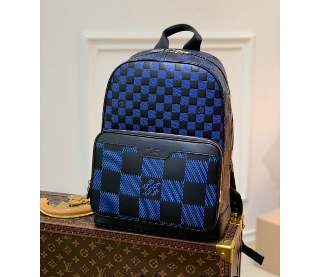 Louis Vuitton Campus Backpack Bag in Damier Leather N50021 Navy Blue/Black 2022