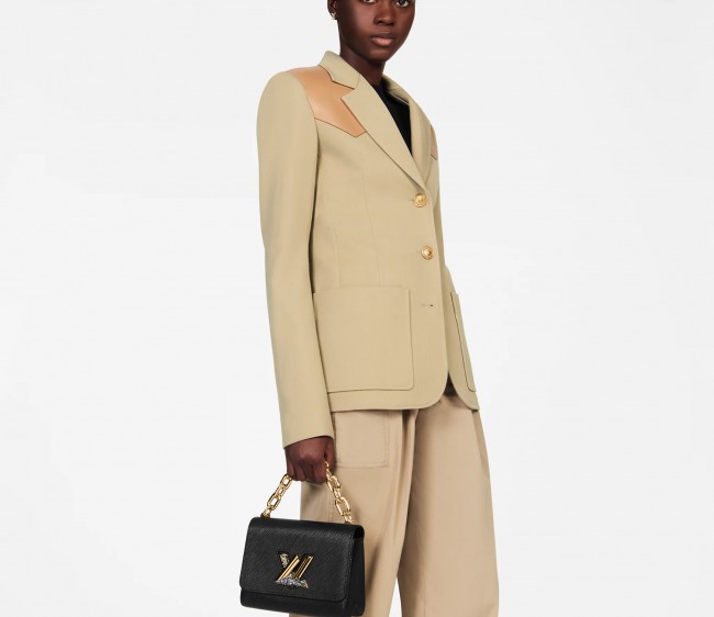 Louis Vuitton Twist MM Bag with Glitter LV Lock M59033 Beige 2022