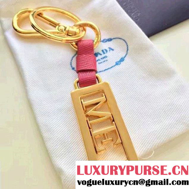 Prada Saffiano Leather & Steel Keyholder Rosy (HY-7021305 )