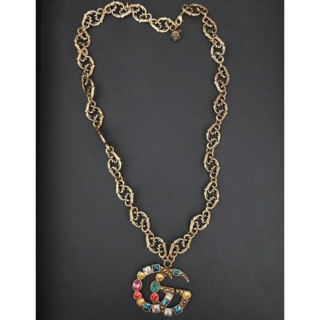 Gucci Double G With Multicolor Crystals Necklace 526913 2018