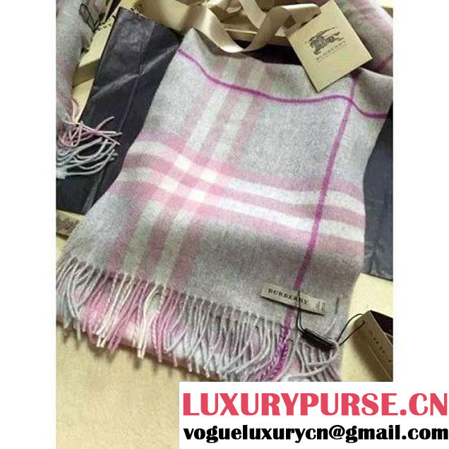 Burberry The Classic Cashmere Scarf In Pink Check (GD-102116 )