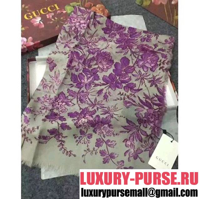 Gucci 406231 Modal Blend Herbarium Print Stole Scarf Purple (54) 2016 (A-6073033 )