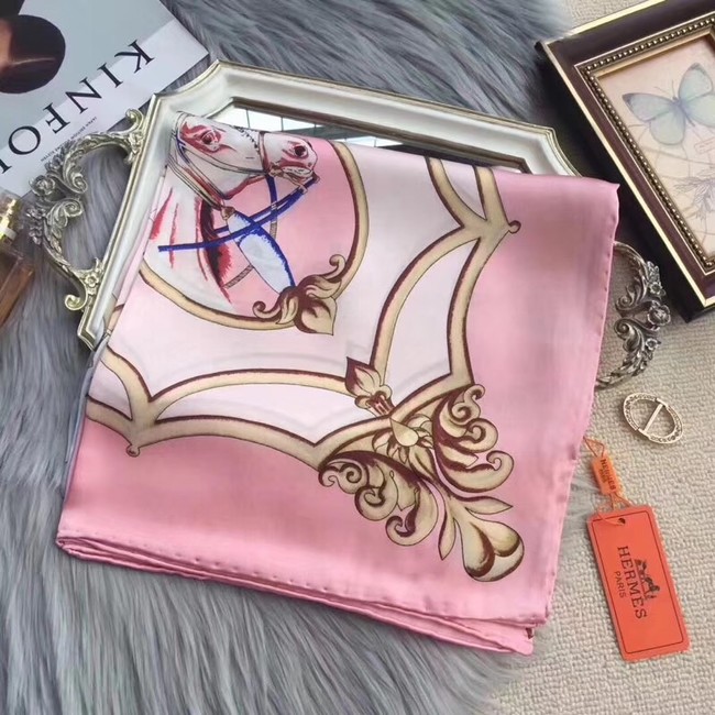 Hermes Scarf in silk twill with hand rolled edges H0032 pink - $159.00