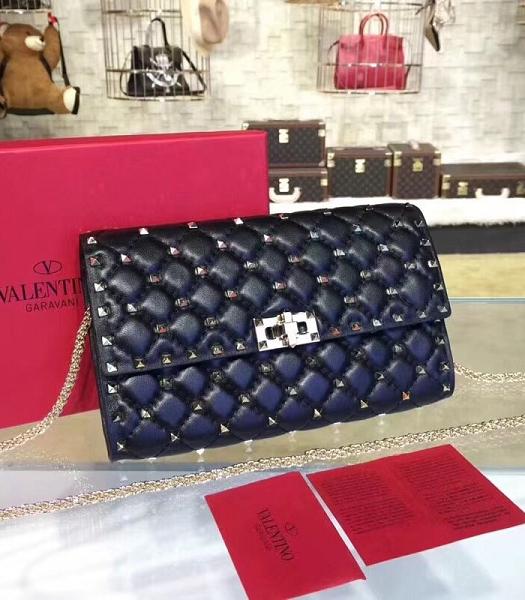 Valentino Rockstud Spike Steel Rivet Black Imported Soft Calfskin Leather Crossbody Bag
