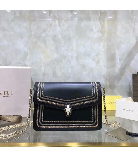 Bvlgari Original Leather Serpenti Diamond Blast Mini Bag Black