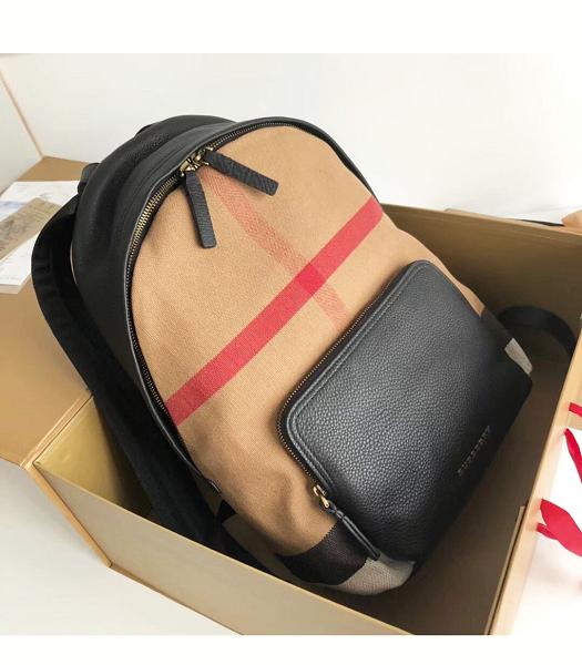 Burberry Canvas With Black Original Real Leather Backpack