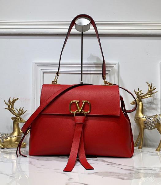 Valentino Garavani Vring Red Imported Calfskin Shoulder Bag