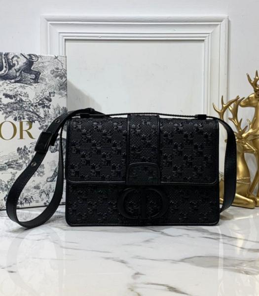 Christian Dior 30 Montaigne Original Weave Leather Flap Bag Black