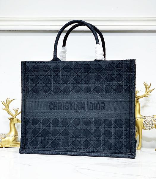 Christian Dior Classical Lattice Original Canvas 41cm Book Tote Bag Black