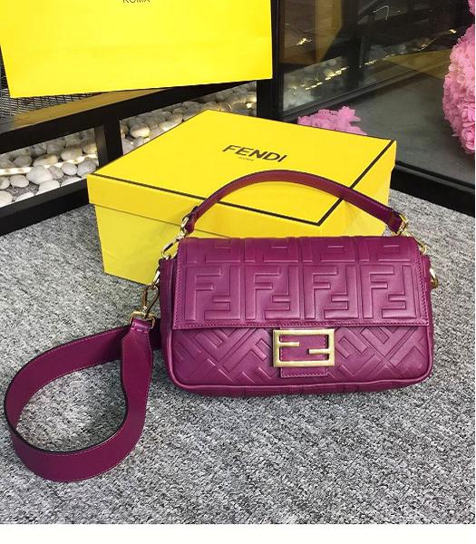Fendi Baguette Three-Dimensional FF Fuchsia Original Lambskin 26cm Medium Shoulder Bag
