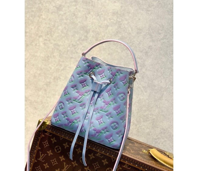 Louis Vuitton NeoNoe BB Bucket Bag in Sprayed and Grained Leather M46173 Blue 2022
