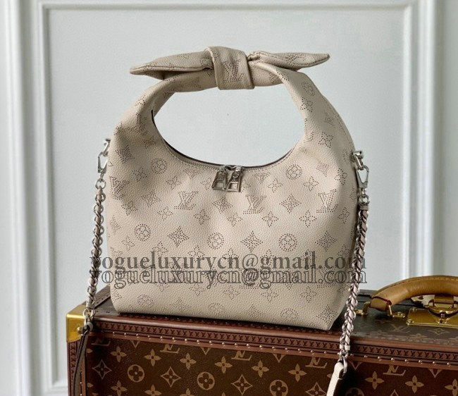 Louis Vuitton Why Knot PM Hobo bag in Mahina Perforated Leather M20701 Galet Beige 2022