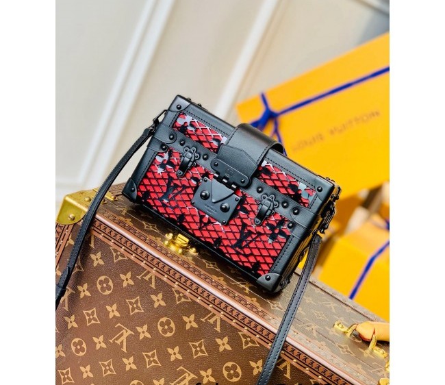 Louis Vuitton Petite Malle Trunk Bag in Monogram Lace M20353 Black/Red 2022