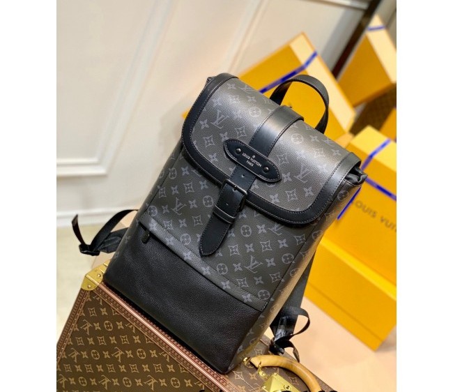 Louis Vuitton Saumur Backpack Bag in Black Monogram Eclipse Canvas M45913 2022