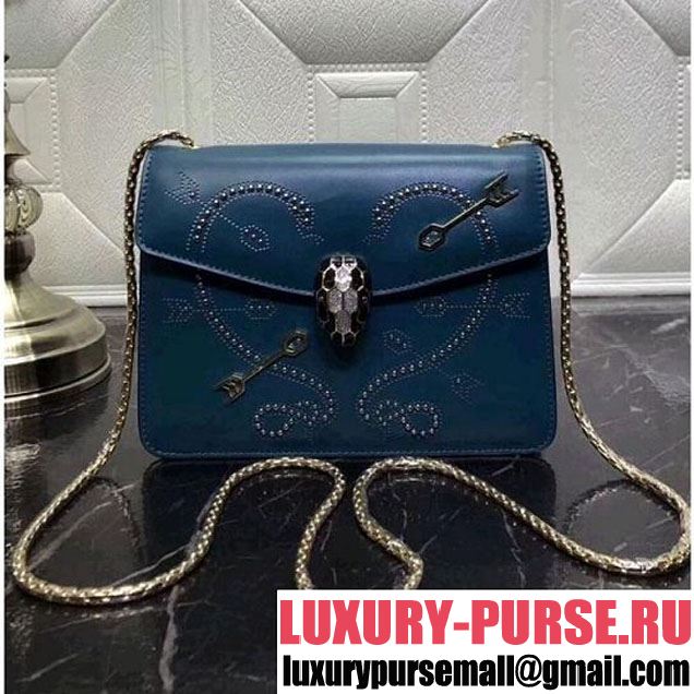 Bvlgari Serpenti Forever in Studded "Pop-Heart" Calfskin Paon 24cm 2018 (AFEI-8011617 )