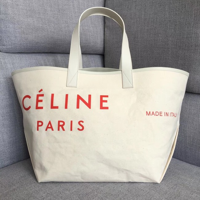 CELINE MEDIUM MADE IN TOTE IN TEXTILE 83180 WHITE & RED 