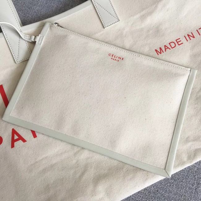 CELINE MEDIUM MADE IN TOTE IN TEXTILE 83180 WHITE & RED 