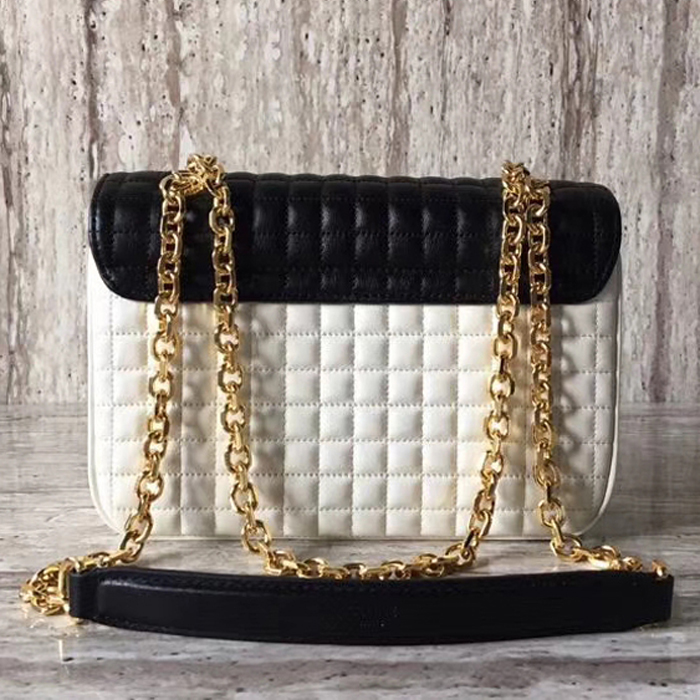 Celine Medium C Bag In Quilted Calfskin 187253 Black White 2018