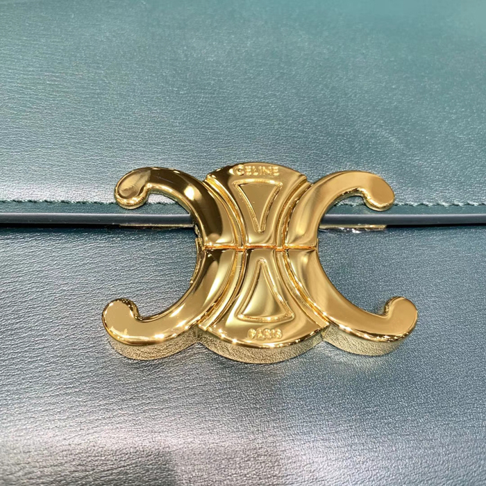 Celine Medium Triomphe Bag In Shiny Calfskin 187363 Green 2018
