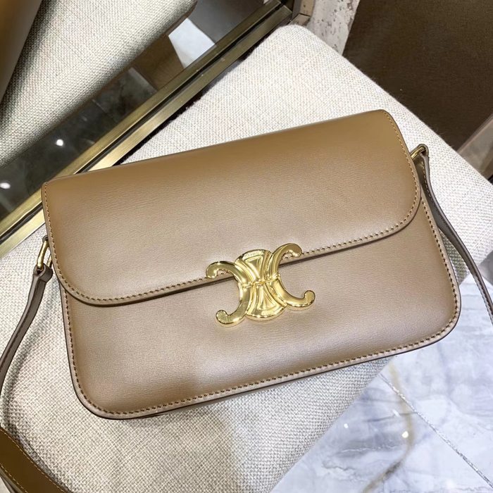 Celine Medium Triomphe Bag In Shiny Calfskin 187363 Caramel Brown 2018