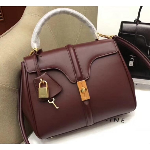 Celine Calfskin Small 16 Bag Burgundy 188003/188004 2019