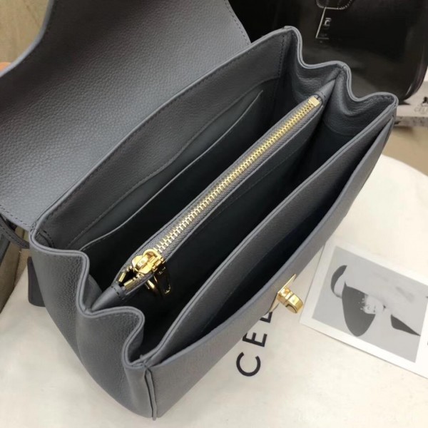 Celine Calfskin Small 16 Bag Grained Gray 188003/188004 2019