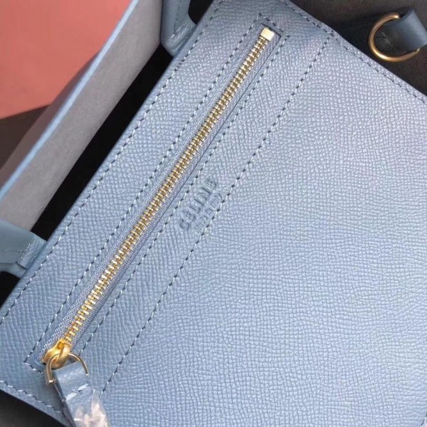 Celine Small Cabas Shopping Bag in Grained Calfskin 189813 Denim Blue/Black 2019