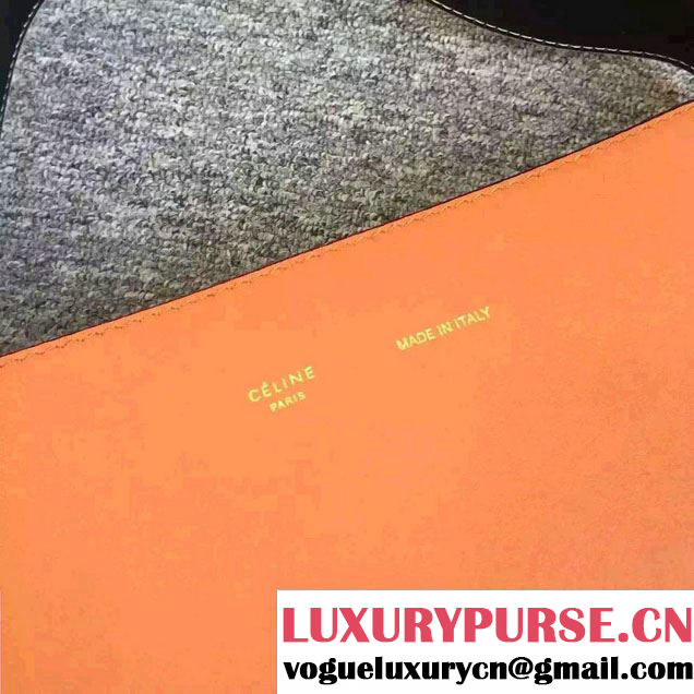 Celine Shiny Smooth Calfskin Twisted Cabas Small Bag Orange and Burgundy Runway 2015