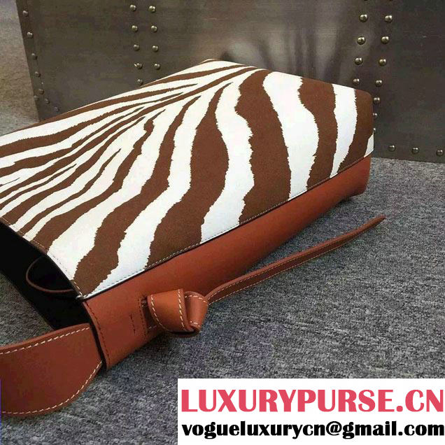 Celine Shiny Smooth Calfskin Twisted Cabas Small Bag Zebra Printed Felt Runway 2015