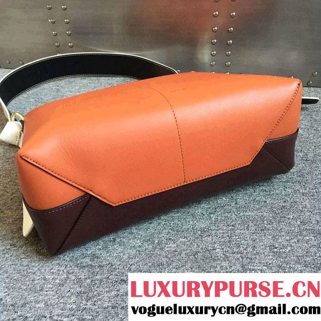 Celine Shiny Smooth Calfskin Zipped Twisted Cabas Bag Orange and Burgundy Spring 2016