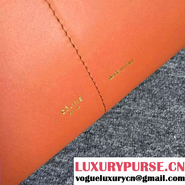 Celine Shiny Smooth Calfskin Zipped Twisted Cabas Bag Orange and Burgundy Spring 2016