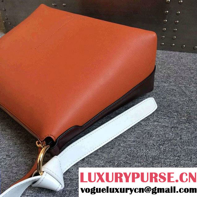 Celine Shiny Smooth Calfskin Zipped Twisted Cabas Bag Orange and Burgundy Spring 2016