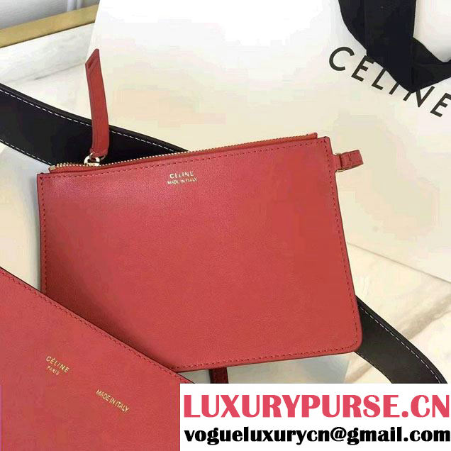 Celine Shiny Smooth Calfskin Small Twisted Cabas Bag Black/Red 2016