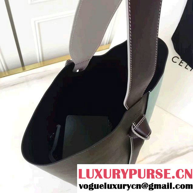 Celine Shiny Smooth Calfskin Small Twisted Cabas Bag Black/Cyan 2016