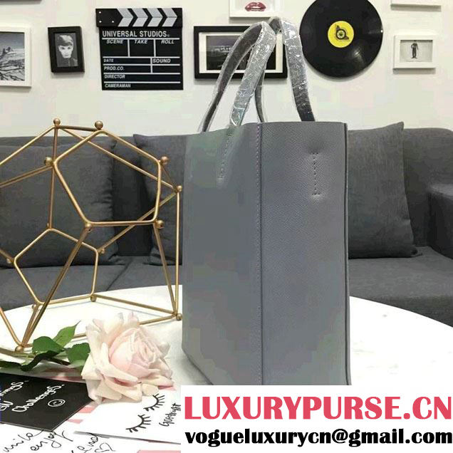 Celine Grained Calfskin Small Cabas Tote Bag Gray 2016