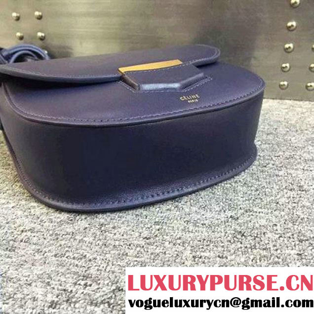 Celine Small Trotteur Bag In Navy Smooth Leather Calfskin Spring 2016 (2A011-121907 )