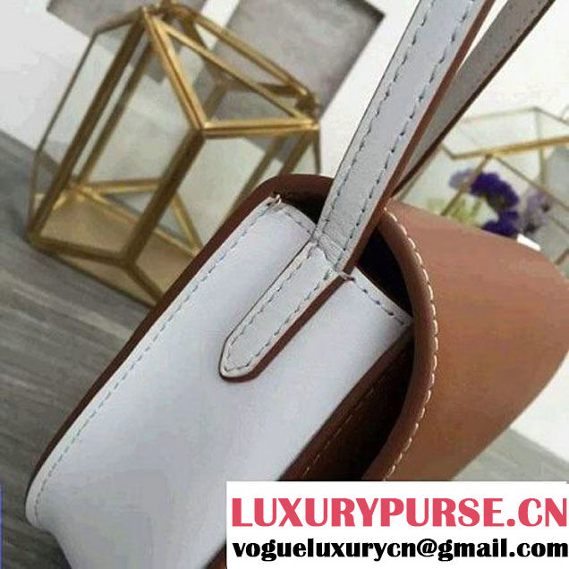 Celine Trotteur Shoulder Bag In Bicolour Cinnamon/White Calfskin Fall 2016 (2A011-6070509 )