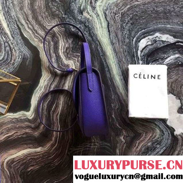 Celine Small Trotteur Shoulder Bag In Royal Blue Grained Calfskin 2016 (2A011-6091703 )