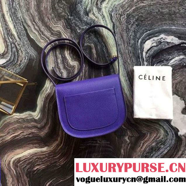 Celine Small Trotteur Shoulder Bag In Royal Blue Grained Calfskin 2016 (2A011-6091703 )