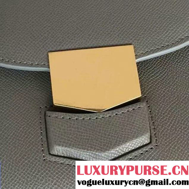 Celine Small Trotteur Shoulder Bag In Gray Grained Calfskin 2016 (2A011-6091713 )