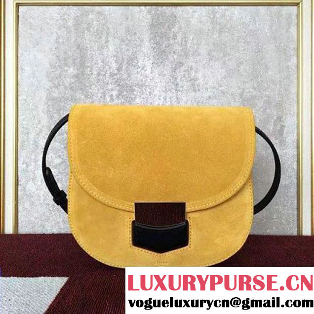 Celine Small Trotteur Shoulder In Suede & Smooth Calfskin Yellow/Black 2016 (2A011-6112122 )