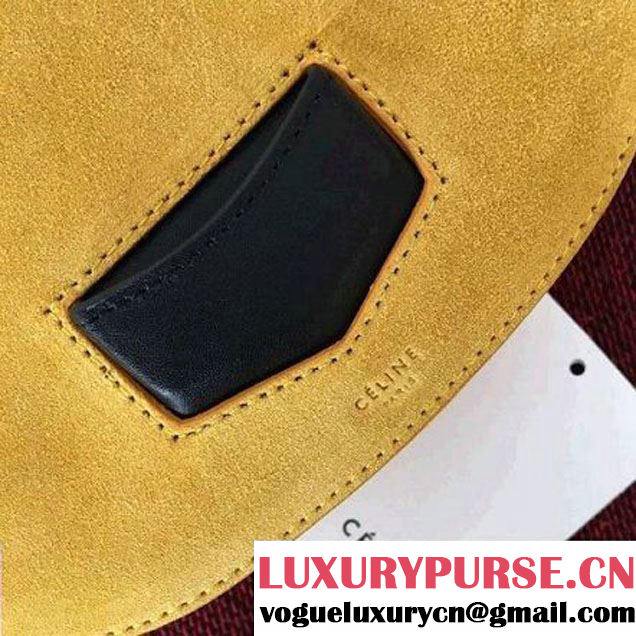 Celine Small Trotteur Shoulder In Suede & Smooth Calfskin Yellow/Black 2016 (2A011-6112122 )
