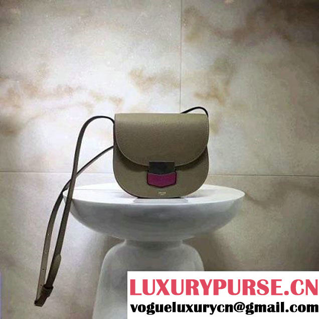 Celine Small Trotteur Shoulder Bag In Natural/Smooth Calfskin Kahki/Rosy 2017 (1A021-7040712 )