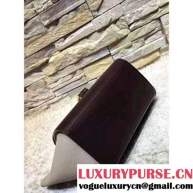 Celine Small Trapezre Tricolor Bag In Smooth & Grainy Leather Brown/Burgundy/Gray 2017 (OZZ-7041232 )