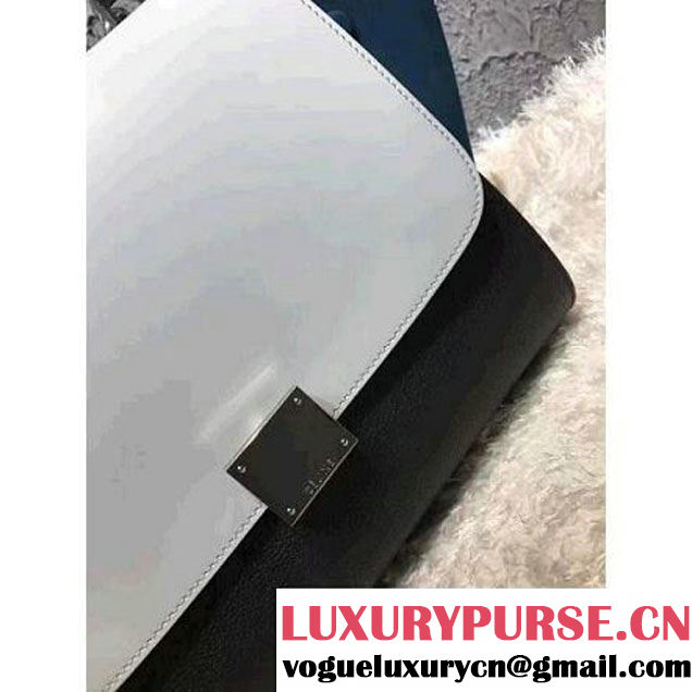 Celine Small Trapezre Tricolor Bag In Smooth Calfskin & Suede Leather White/Black/Paon 2017 (OZZ-7041234 )