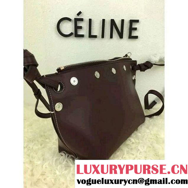 Celine Medium Sailor Bag With Studs In Burgundy Calfskin Spring 2016 (2A021-6030205 )