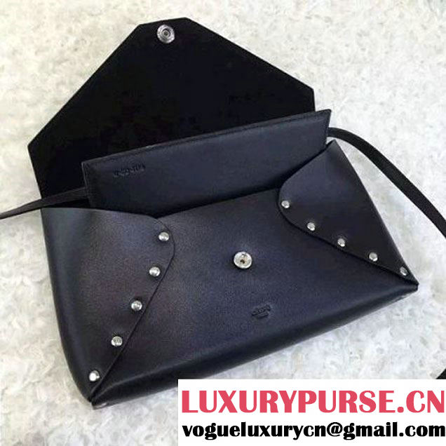Celine Smooth Calfskin Biker Evening Clutch On Strap Bag Black 2016 (1A021-6062115 )