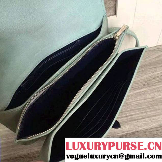 Celine Strap Clutch On Strap In Grained Calfskin Jade/Blue 2016 (2A011-6091715 )
