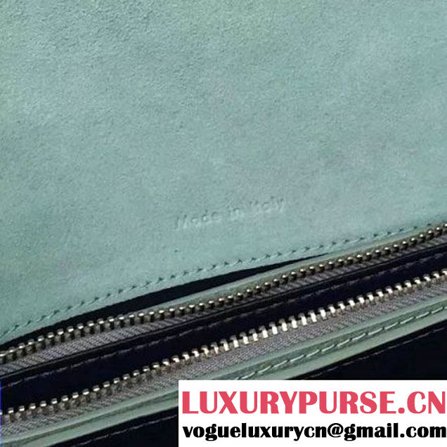 Celine Strap Clutch On Strap In Grained Calfskin Jade/Blue 2016 (2A011-6091715 )